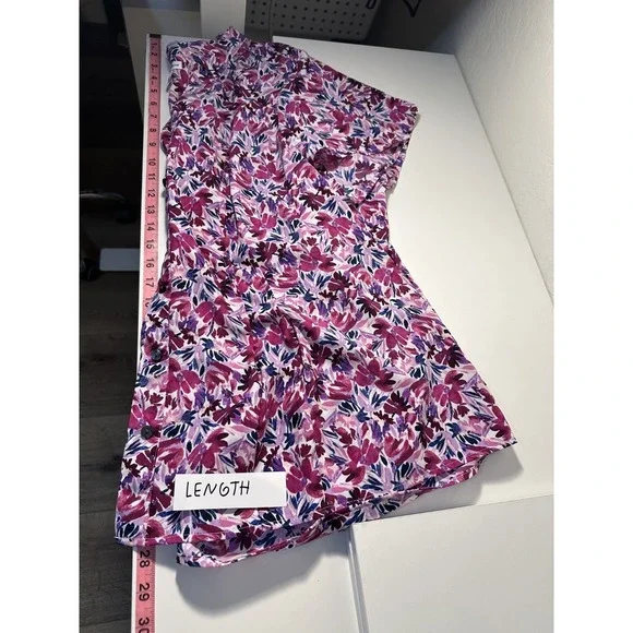 Craftt & Barrow Womans Floral Button Up Top Size 1X Short Sleeve Purple Office - Picture 4 of 12